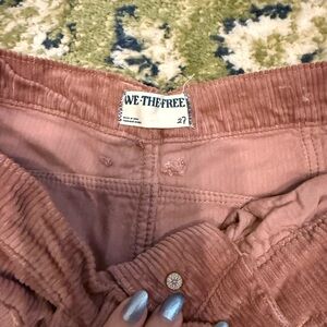 Free People We The Free Good Luck Barrel Dusty Rose Corduroy Pants EUC